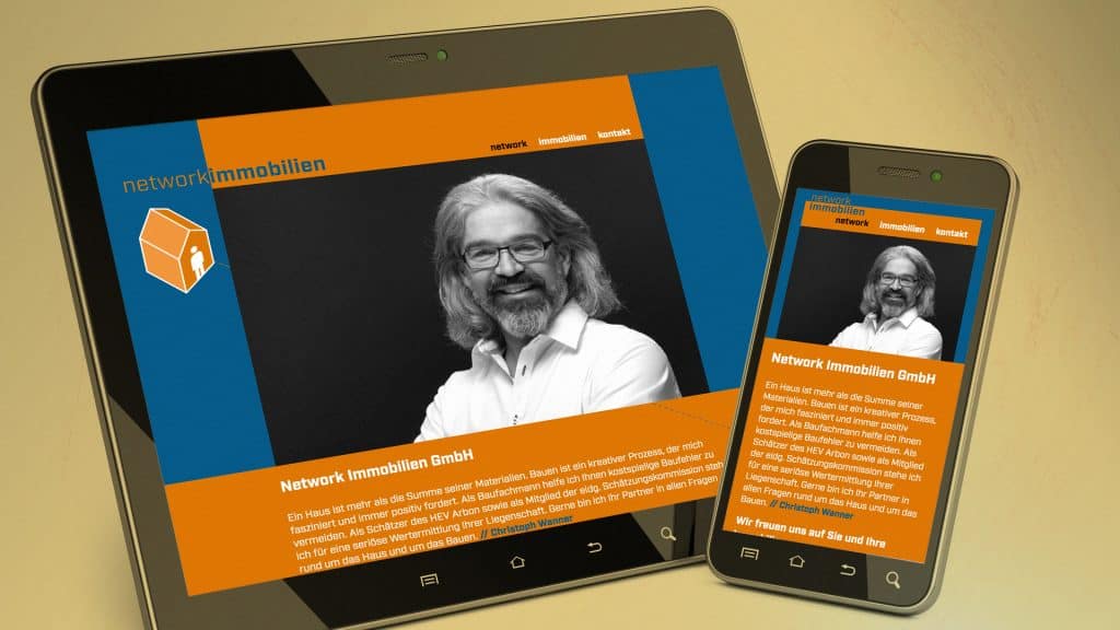 network immobilen - Website auf Tablet und Smartphone